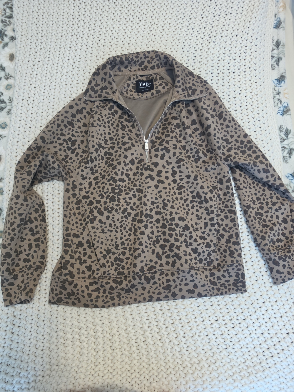 Abercrombie & Fitch YPB Leopard Print Quarter Zip Pullover – XS